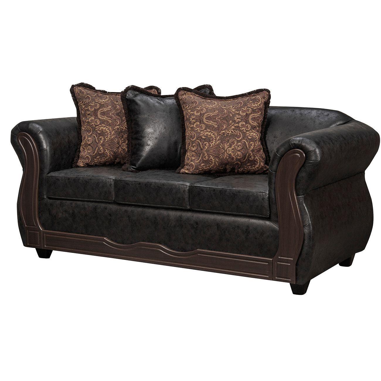 Juego de Living 3 2 Sofia PU Negro-1