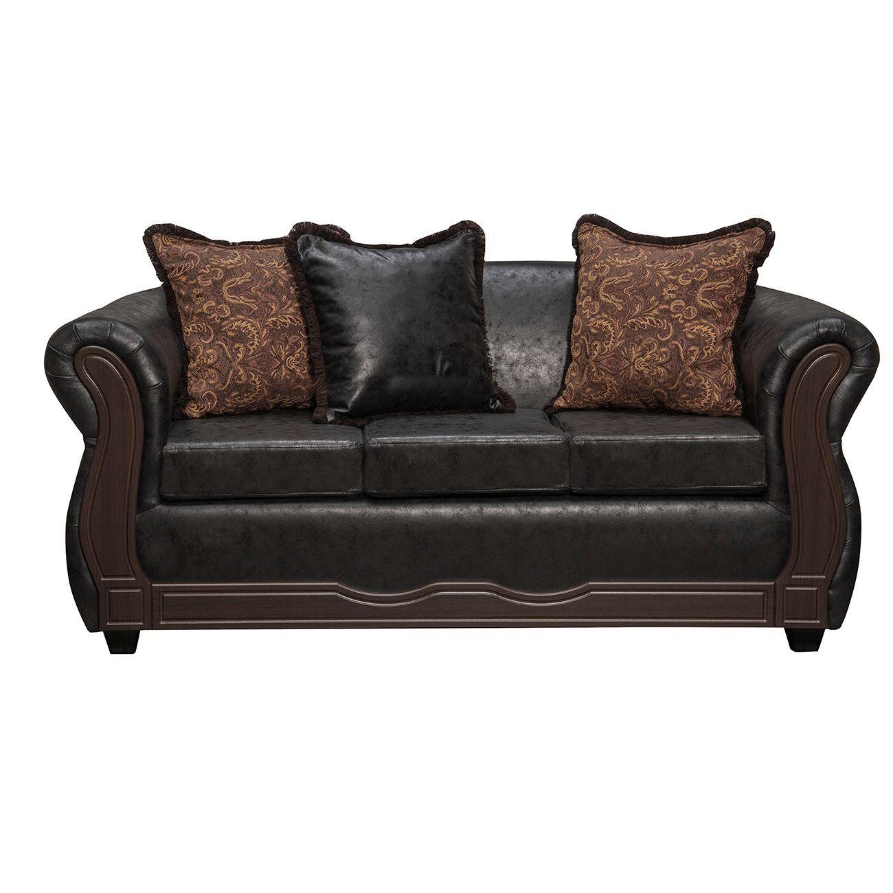 Juego de Living 3 2 Sofia PU Negro-2