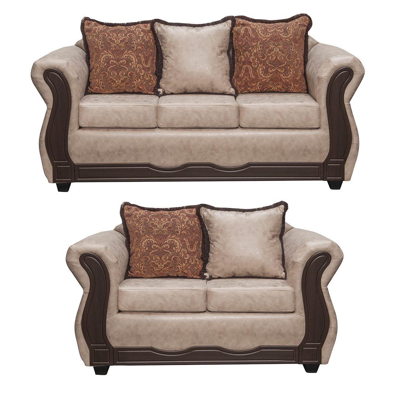 Juego de Living 3 2 Sofia PU Beige-1