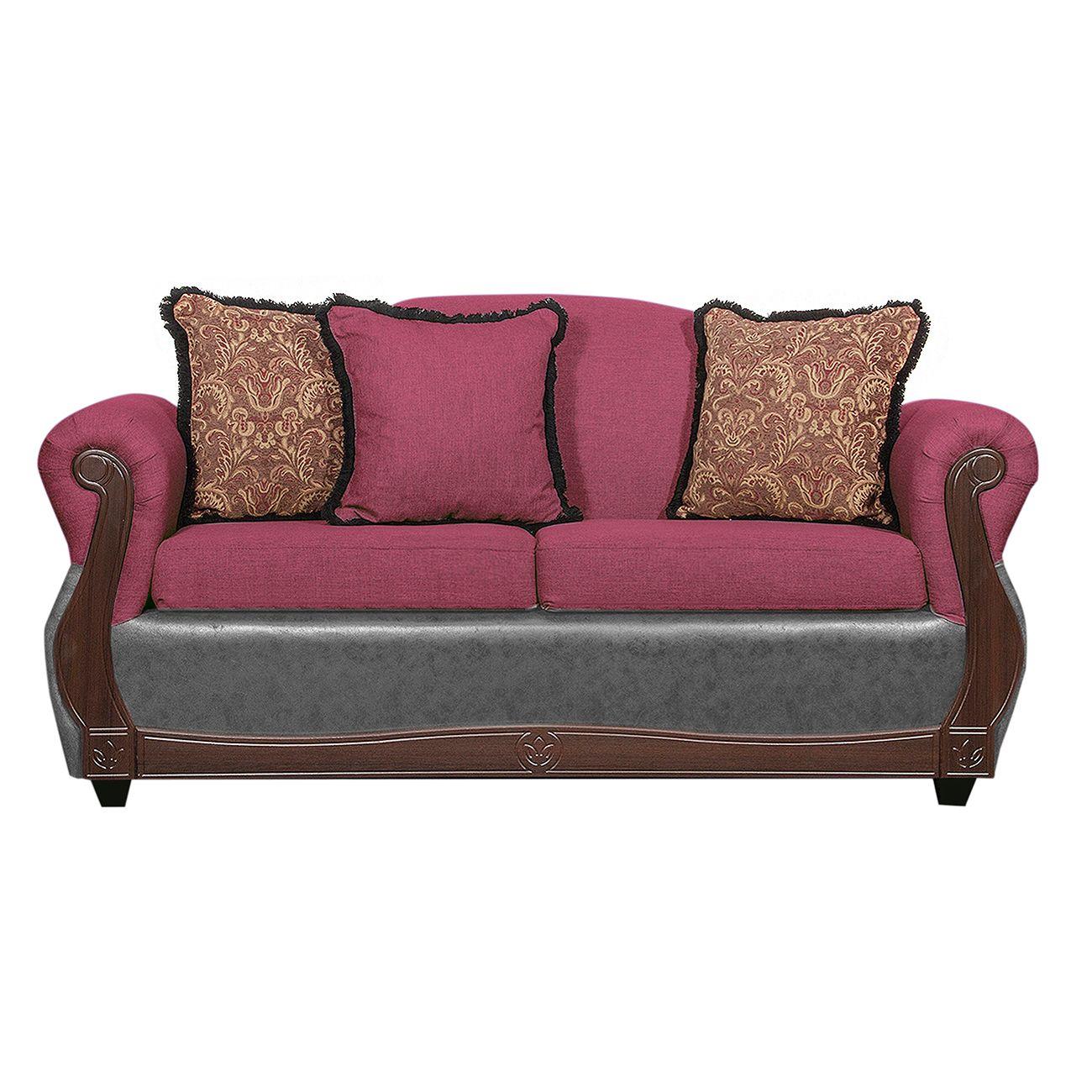 Juego de Living 3 2 1 Gran Columbia Burdeo Gris-2