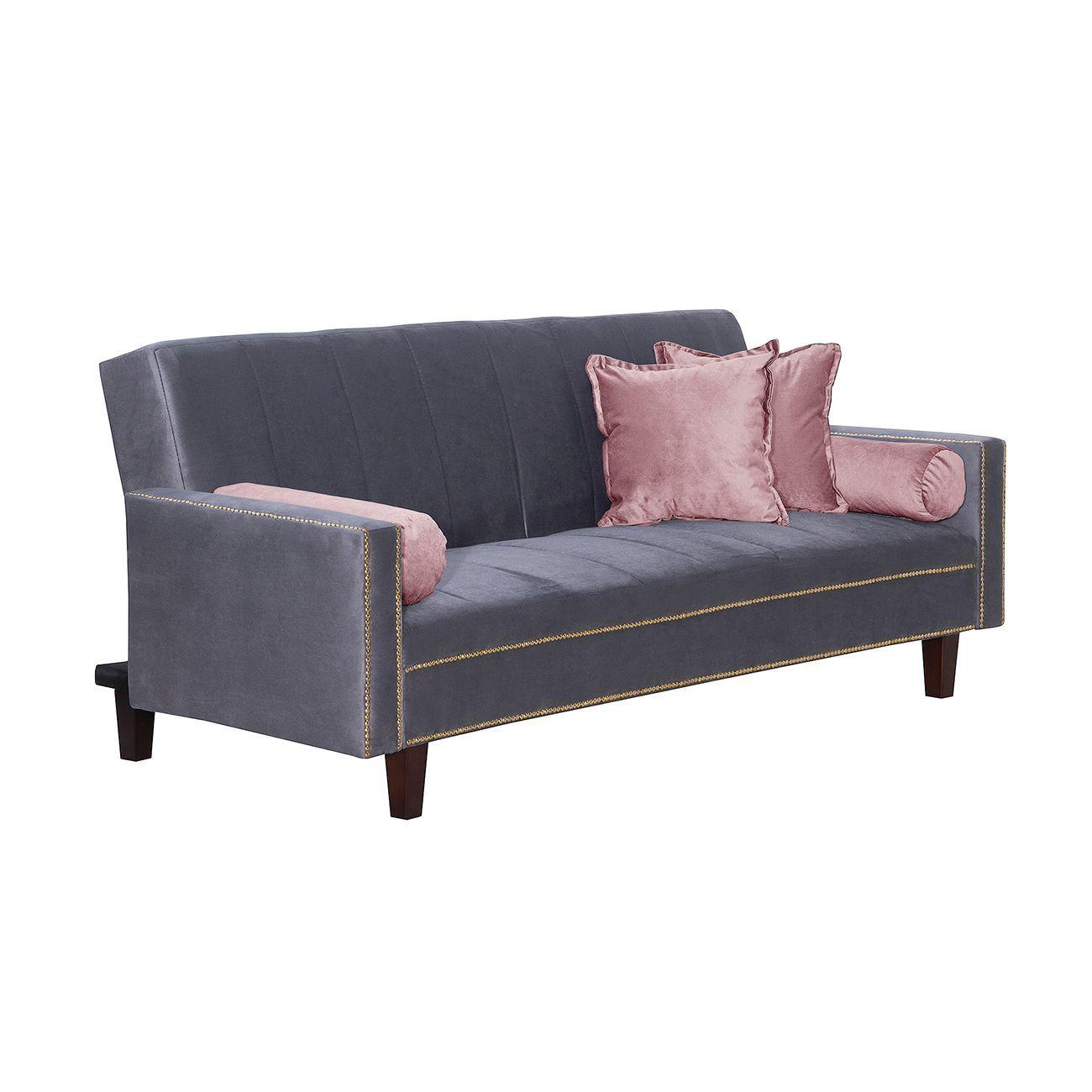 Futon Sofa Cama Vanguardia 200 x110 Gris- Rosa-2