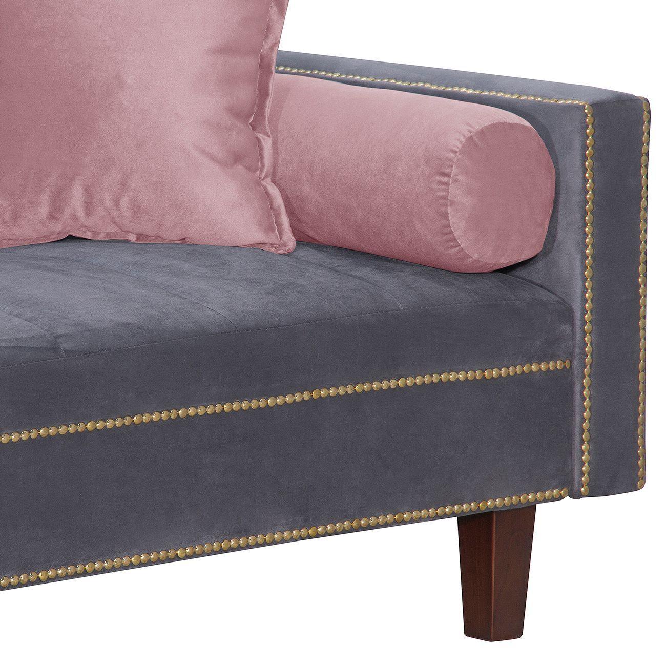 Futon Sofa Cama Vanguardia 200 x110 Gris- Rosa-3