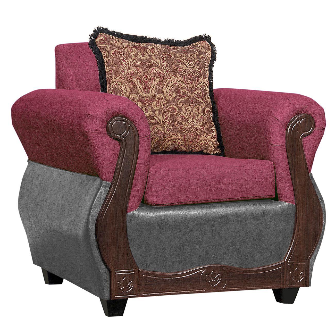 Juego de Living 3 2 1 1 Gran Columbia Burdeo Gris-4