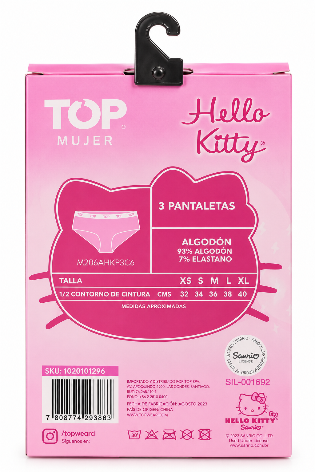 Pack 3 Pantaletas Mujer Hello Kitty Algod n Talla S TOP Mujer-2