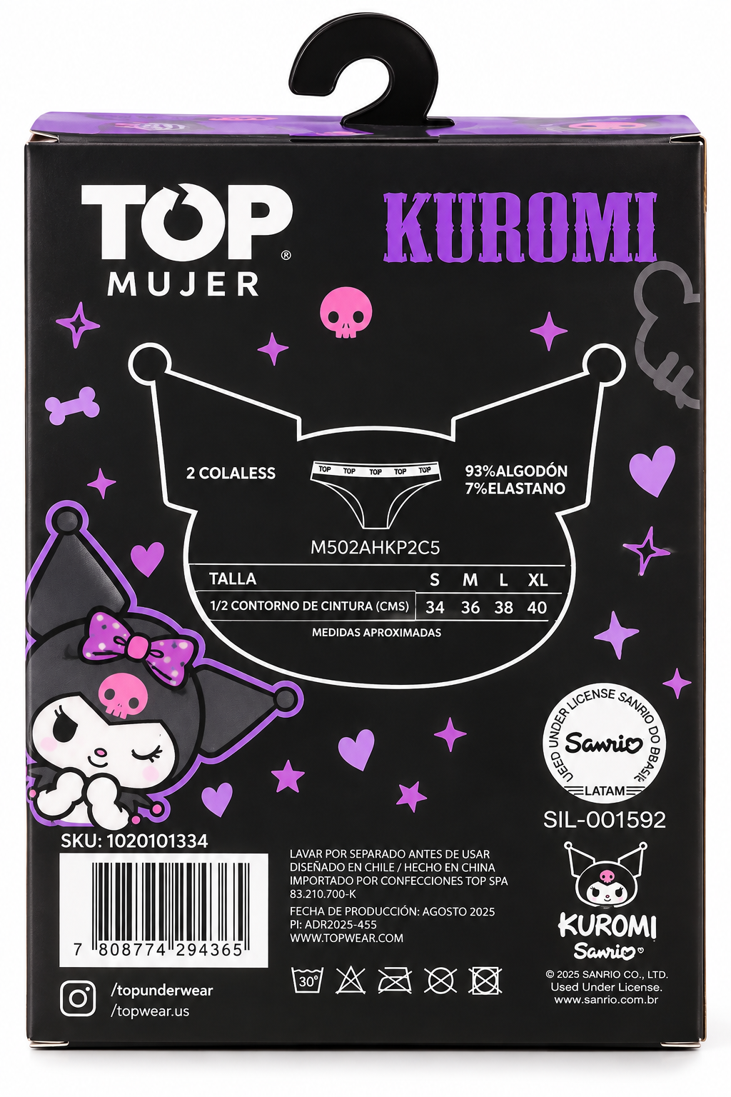 Pack 2 Colaless Mujer Kuromi Algod n Talla M TOP Mujer-1