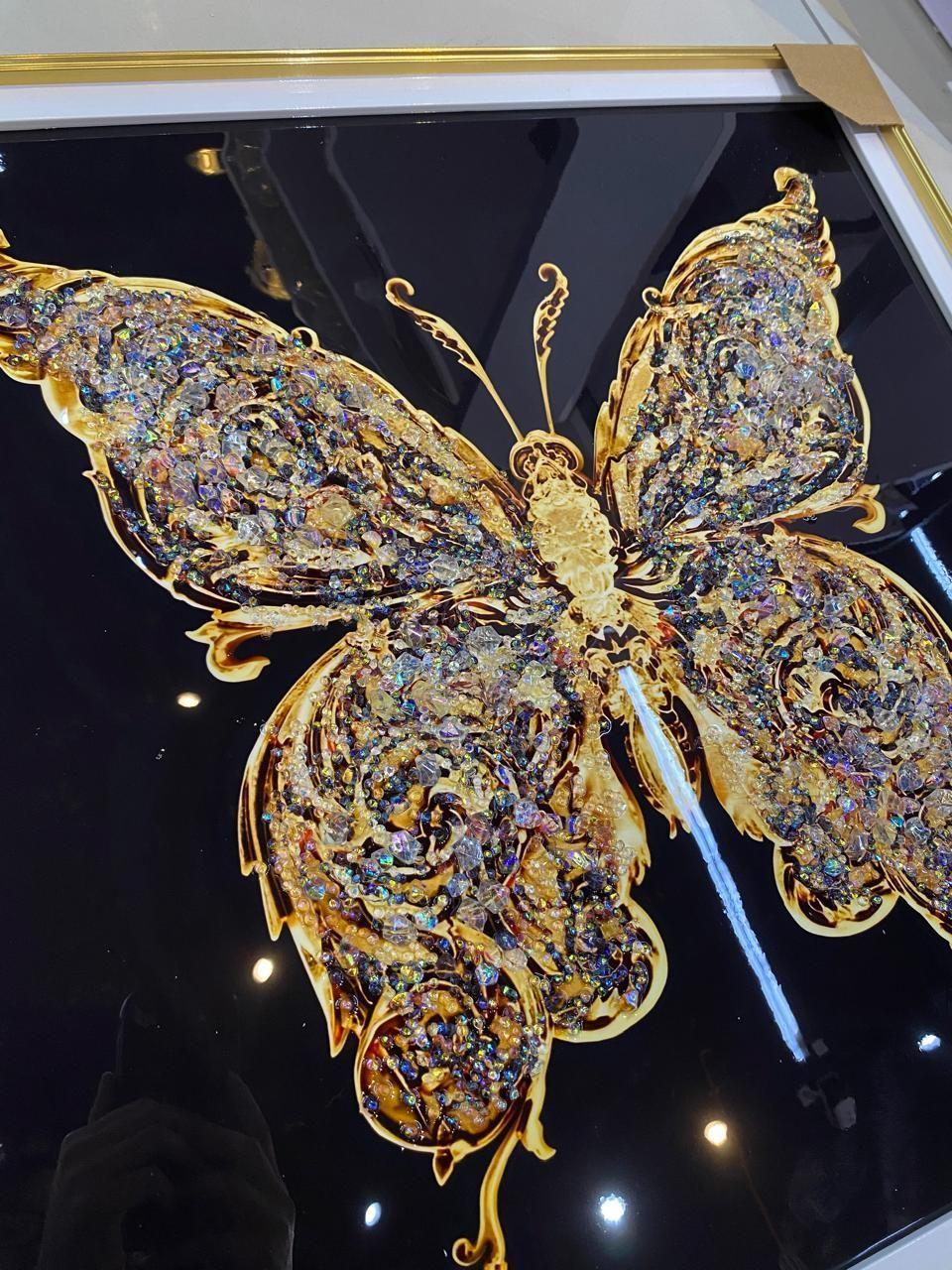 Cuadro Mariposa Dorada Minimalista 60x60cm-4