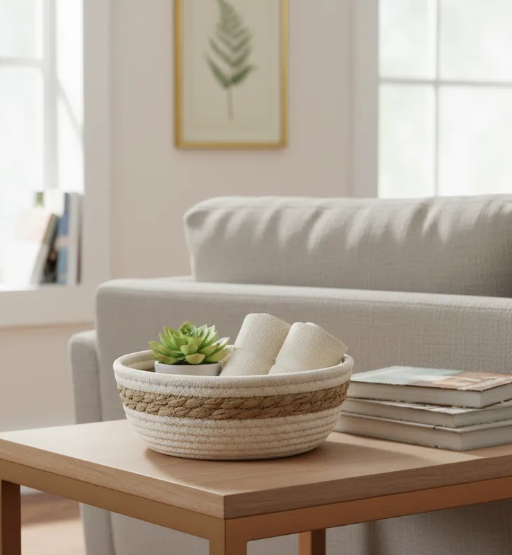 Pack 3 Cesta Multiuso Tejida Estilo Chic Con Cuerda De Algod n-2