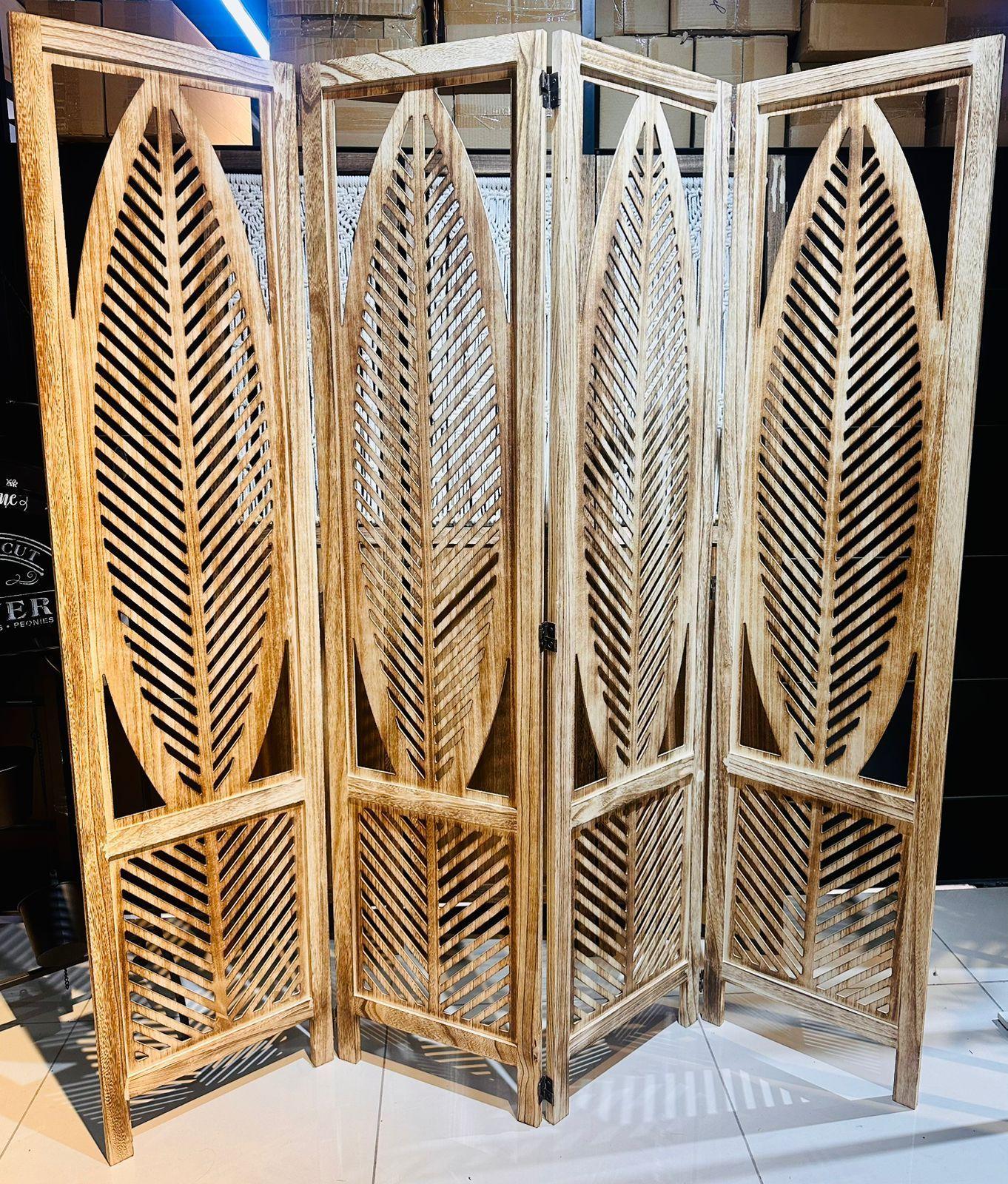 Biombo De Madera Diseño Hojas 160*170 Cm-2
