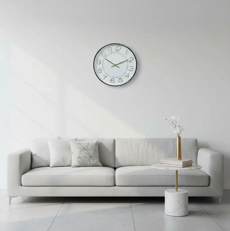 Reloj Decorativo Económico Blanco Y Dorado 30cm-2