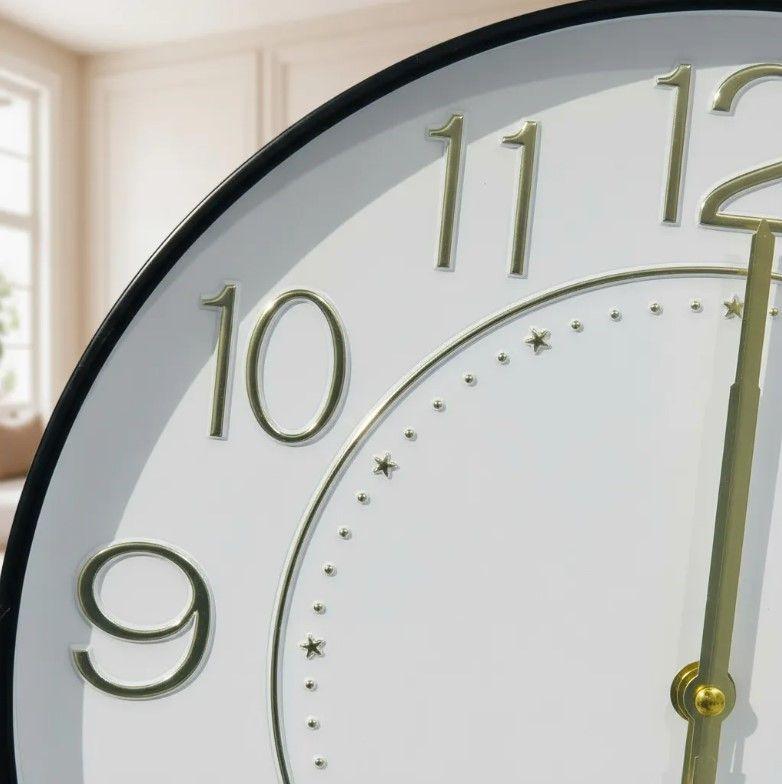 Reloj Decorativo Económico Blanco Y Dorado 30cm-4