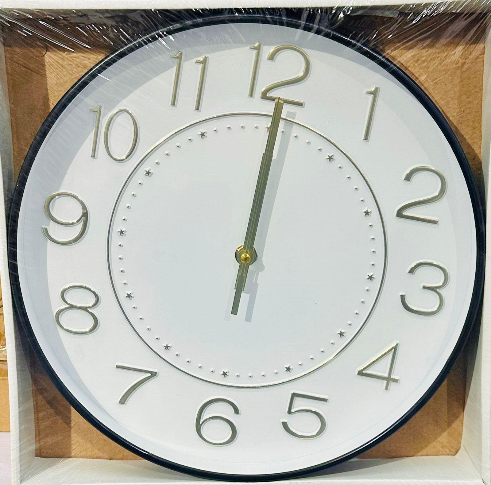 Reloj Decorativo Económico Blanco Y Dorado 30cm-5