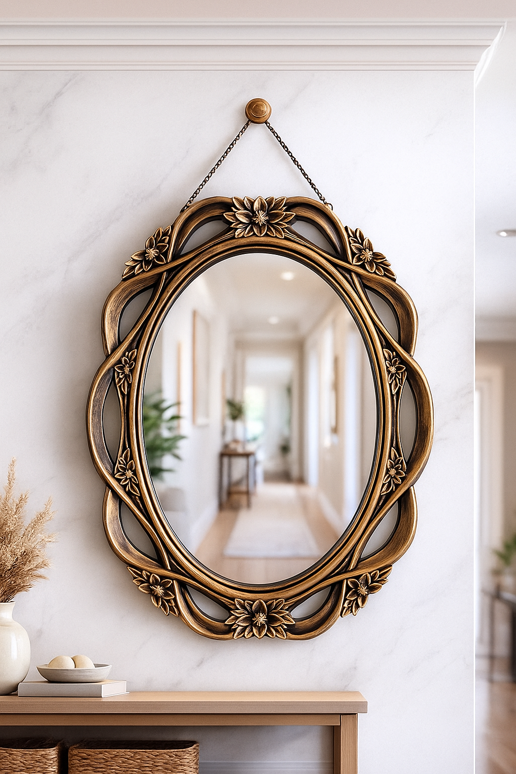 Espejo Oval Vintage Moderno 70x54x3cm-2