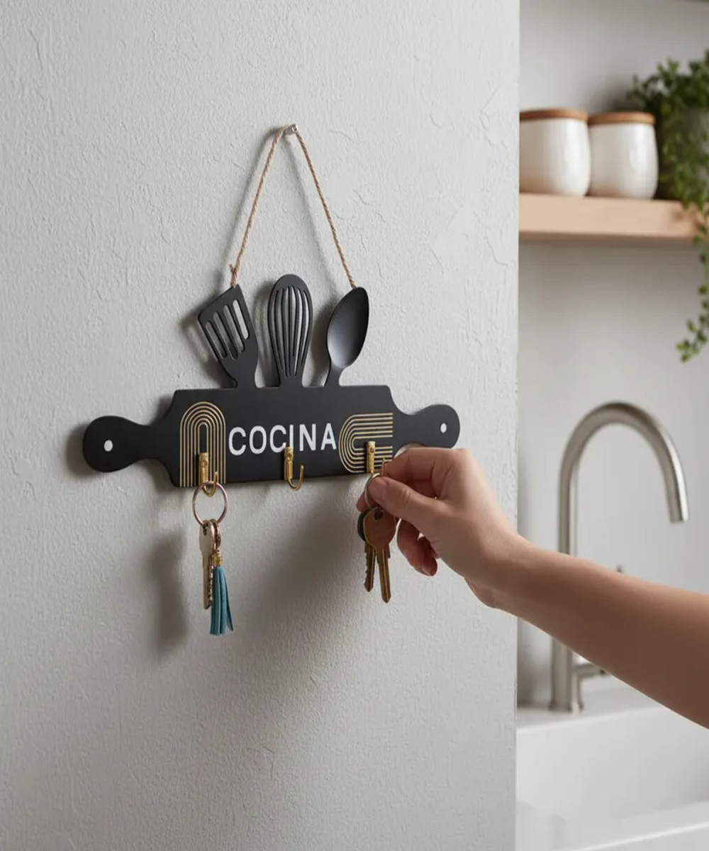 Colgador De Llaves De Madera Con 9 Modelos-2