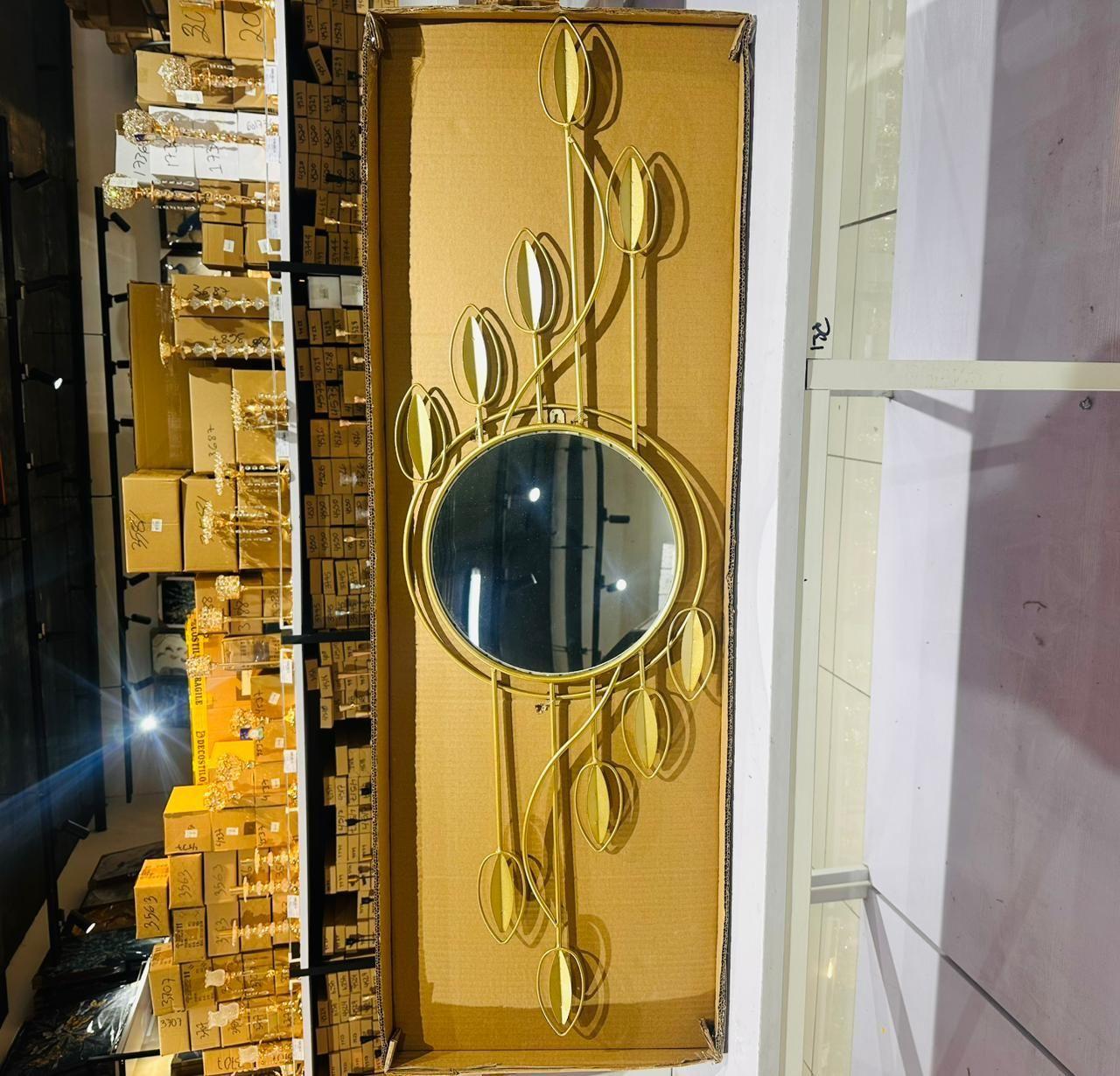 Espejo Decorativo Dorado 116cm, Diseño Hojas-5