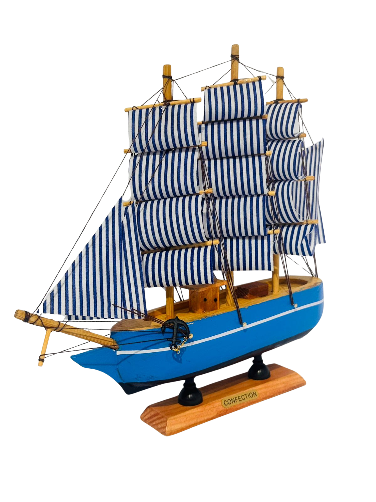 Decoración: Barco Velero De Madera 23cm-2