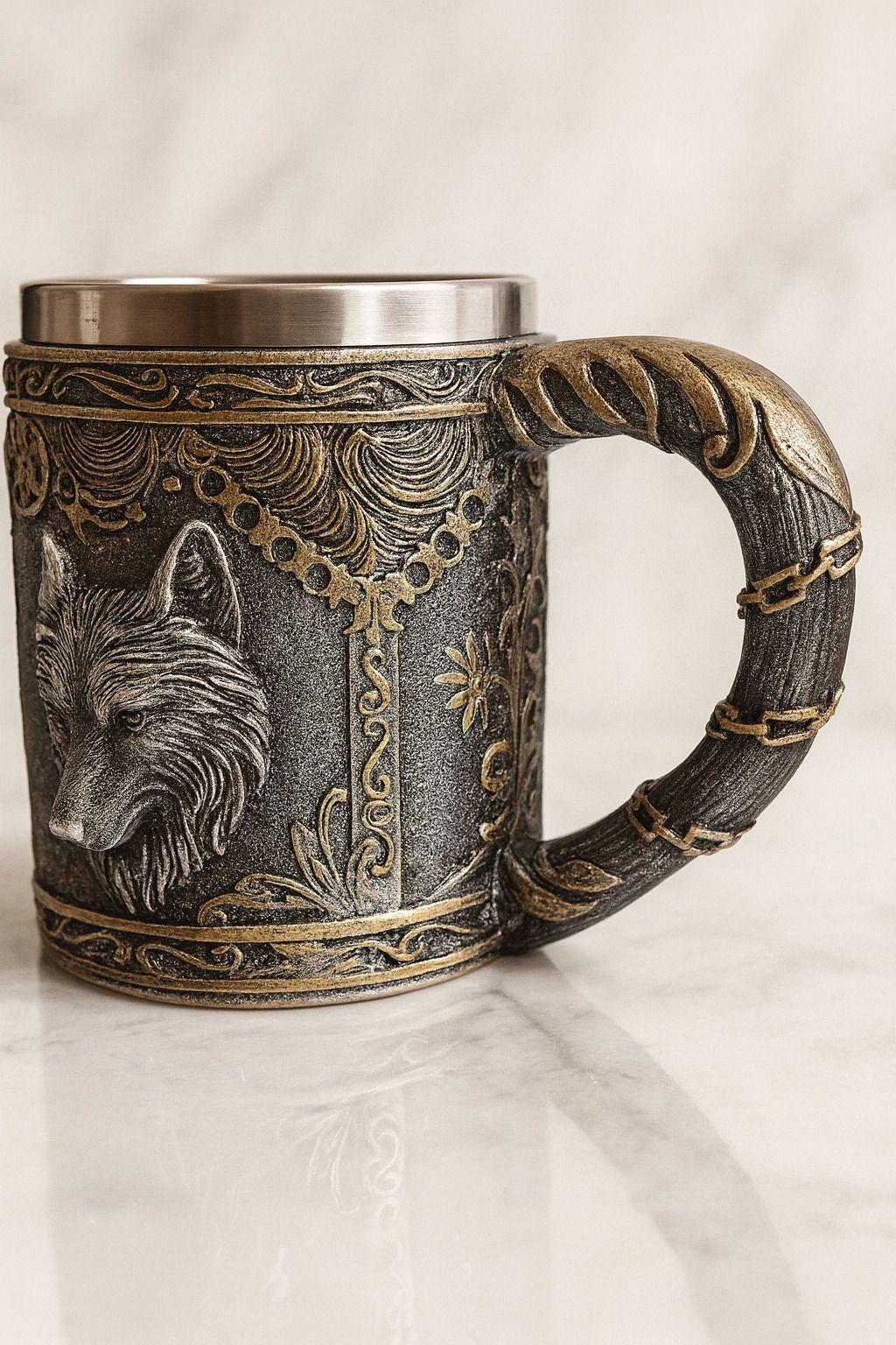 Tazon - Taza Termica De Acero con Diseño de Lobo en 3D-2