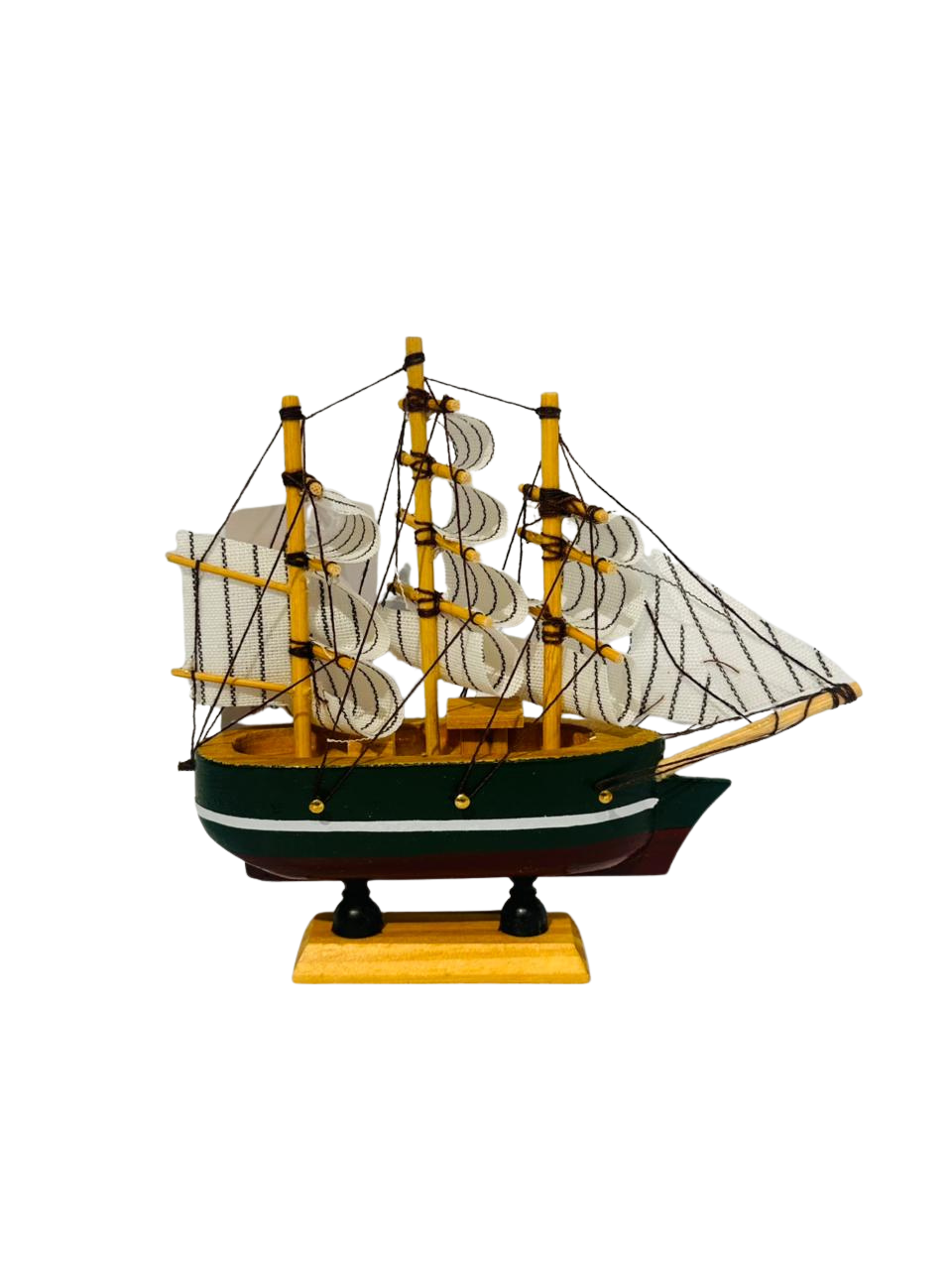 Adorno: Barco Velero De Madera 13cm-2