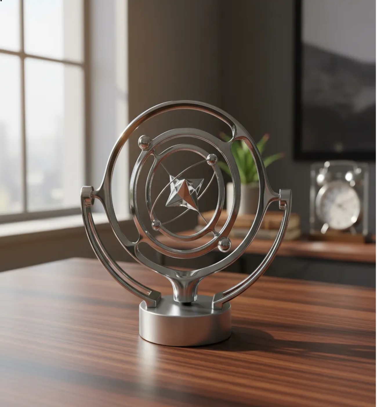 Pendulo De Newton Decorativo Modelo Adorno Plateado-2