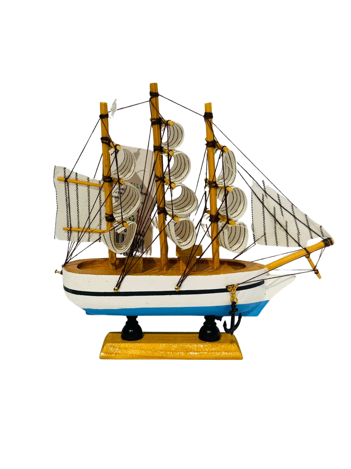 Adorno: Barco Velero De Madera 15cm-2