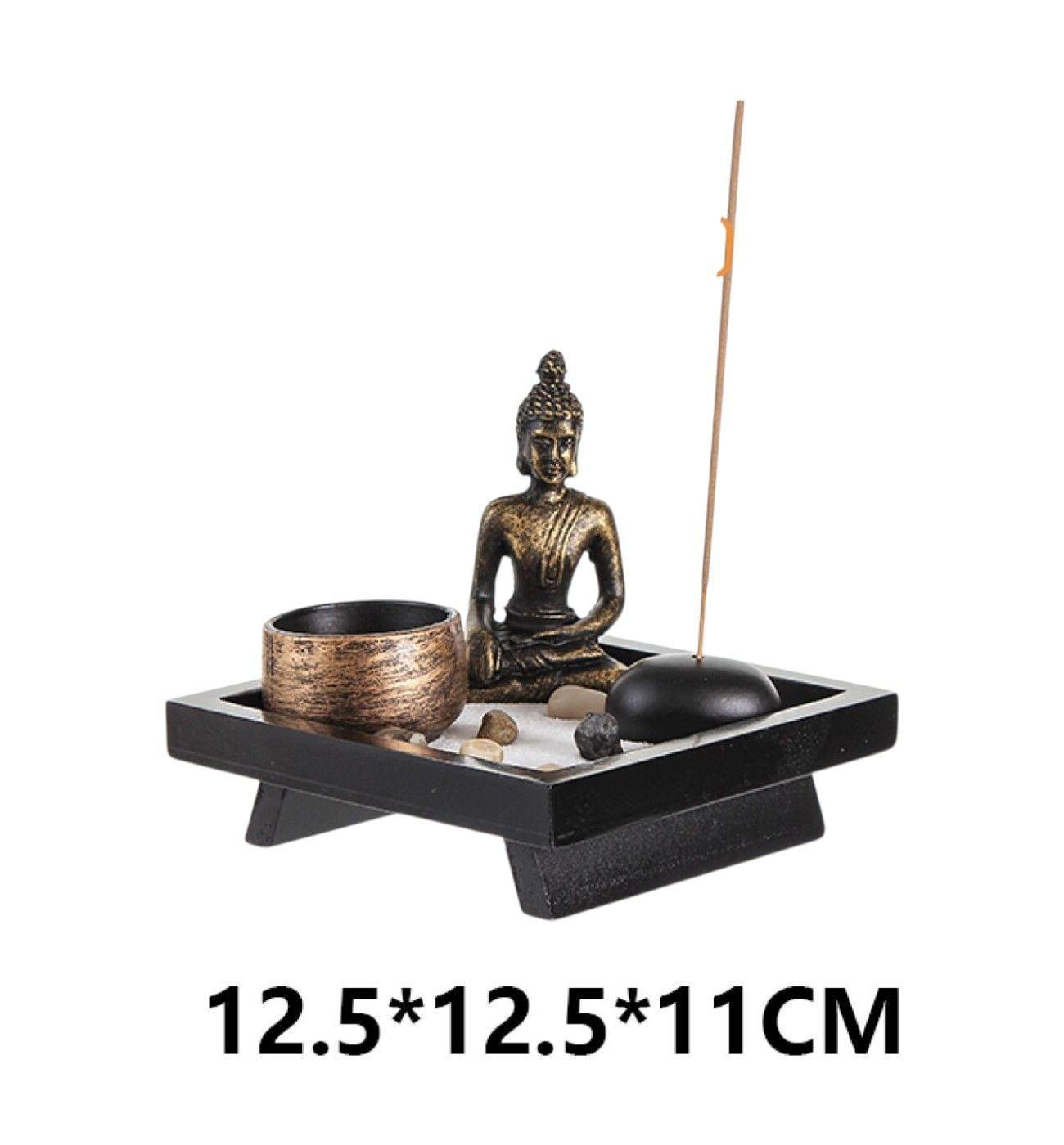 Buda de Estilo Zen con Porta Incienso y Porta Vela-2