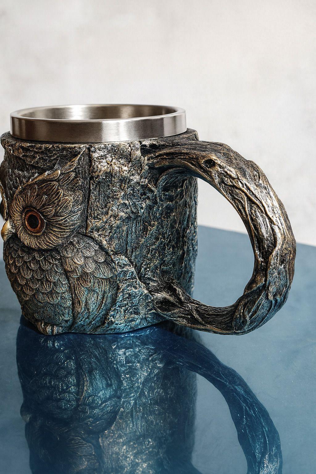 Tazon - Taza Termica De Acero con Diseño de Buho en 3D-2