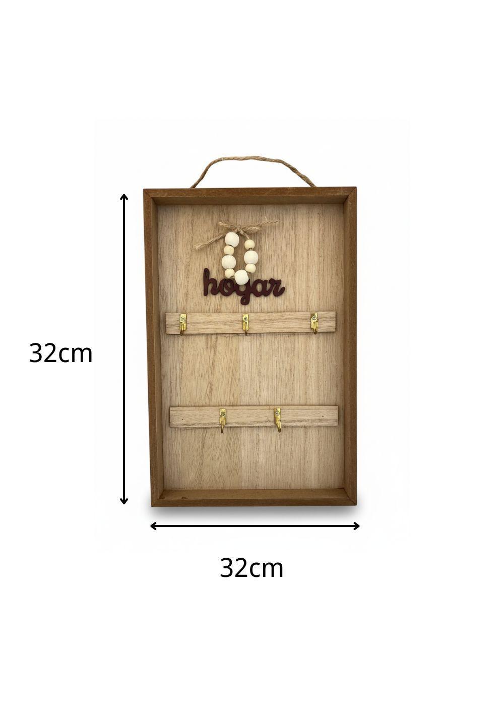 Porta Llave Decorativo Madera 6 Ganchos De Pared-3