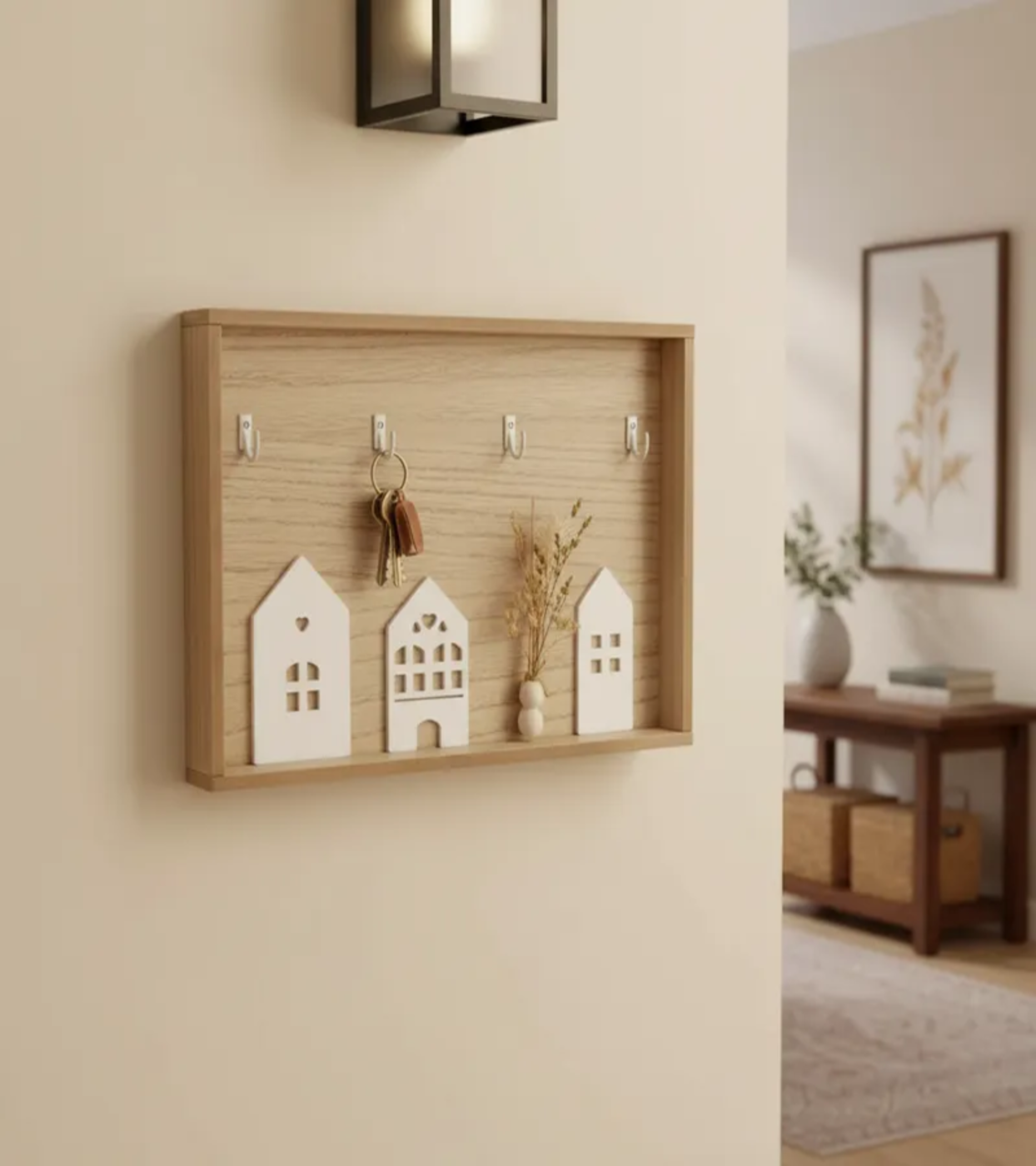 Porta Llaves Decorativo De Madera Para Entrada-2