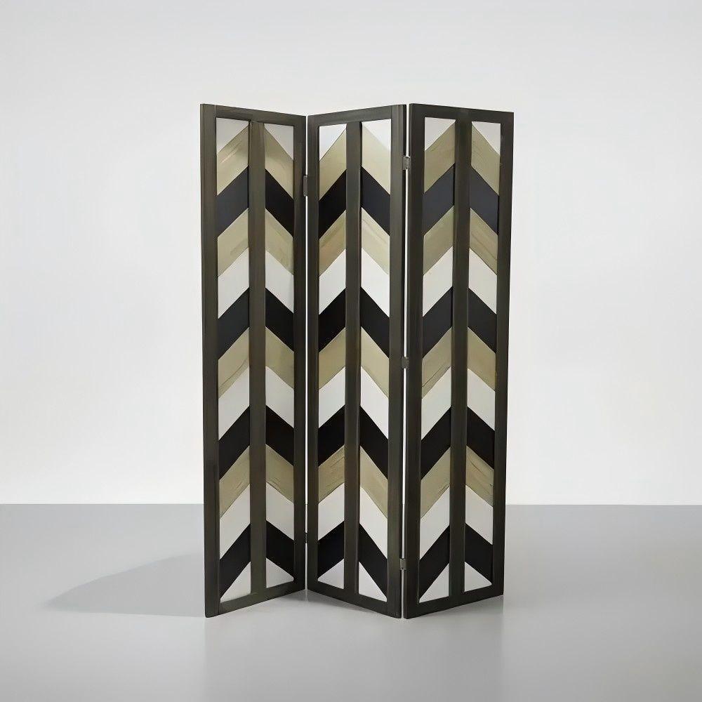 Biombo Separador De Madera 3 Paneles Dise o Chevron-2