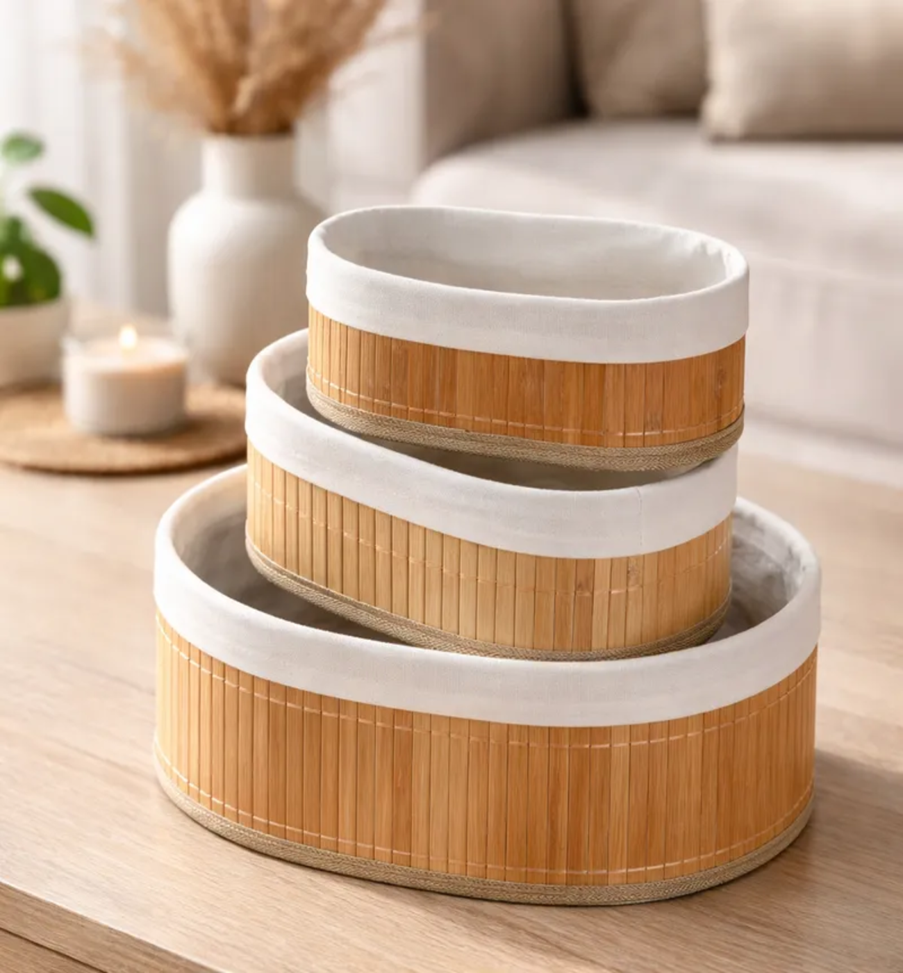 Set 3 Canastos De Bambu Para Ba o-1