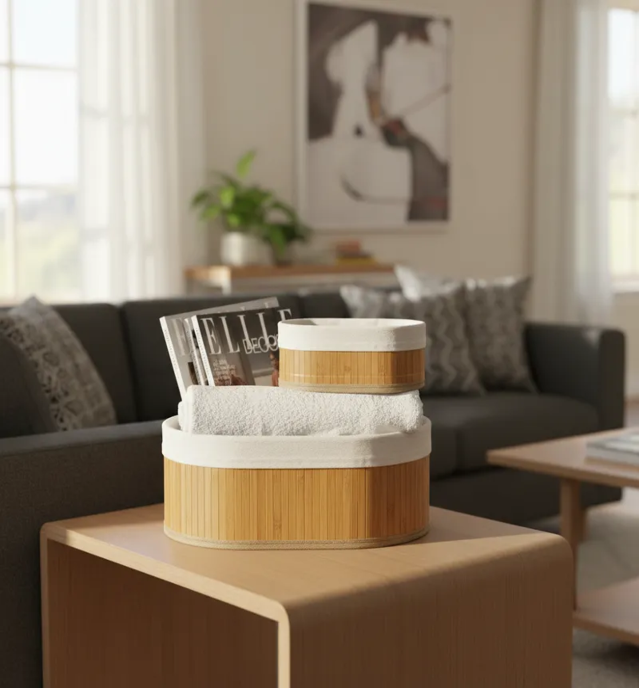 Set 3 Canastos De Bambu Para Ba o-2