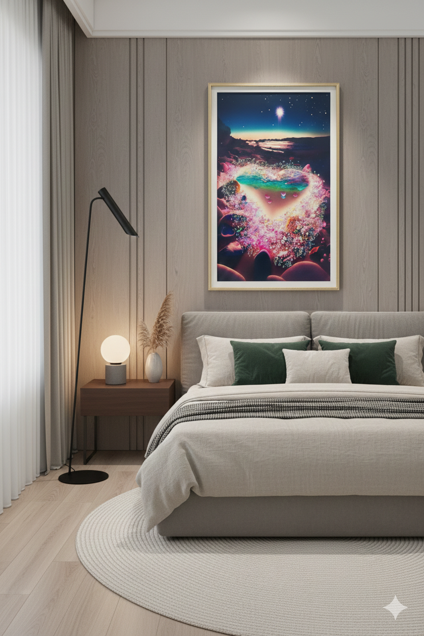 Cuadro Diseño de Corazon con Cristales Minimalista 40x60cm-2