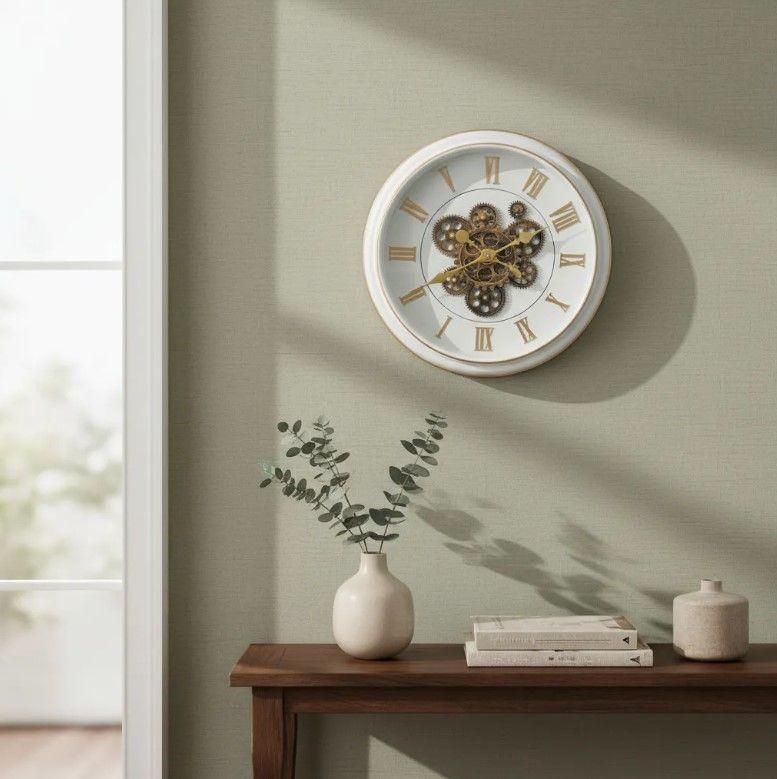 Reloj Decorativo Elegante, Color Blanco Y Celeste 45cm-2