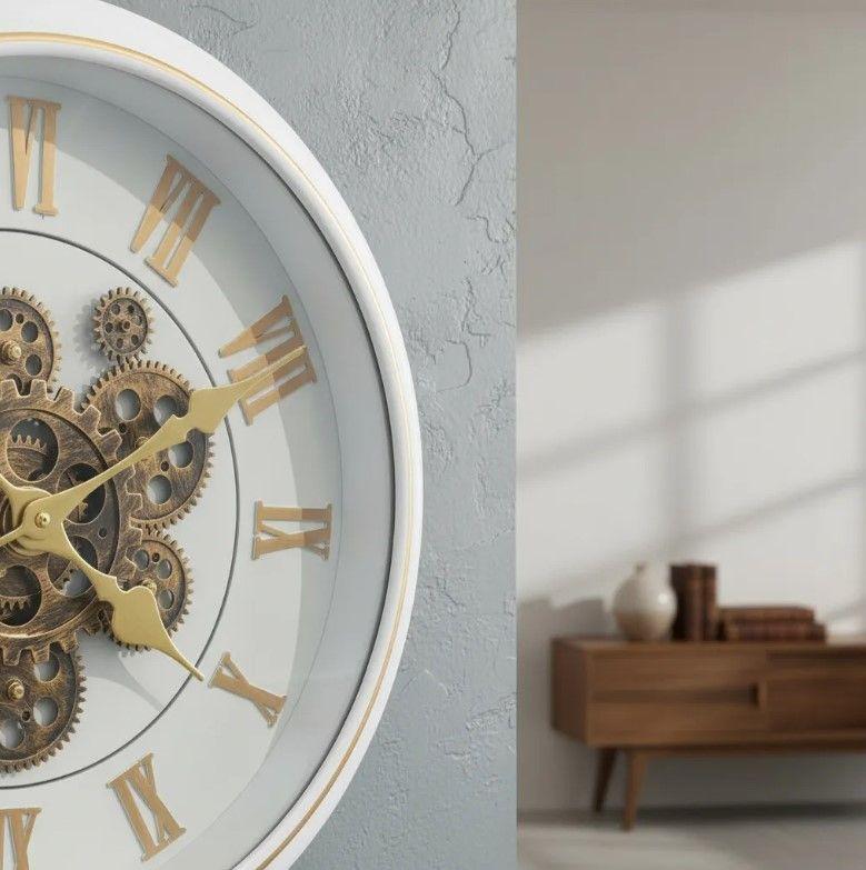 Reloj Decorativo Elegante, Color Blanco Y Celeste 45cm-3