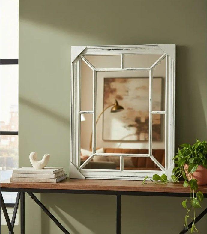 Espejo Decorativo Blanco 76 Cm De Pared Moderno-2