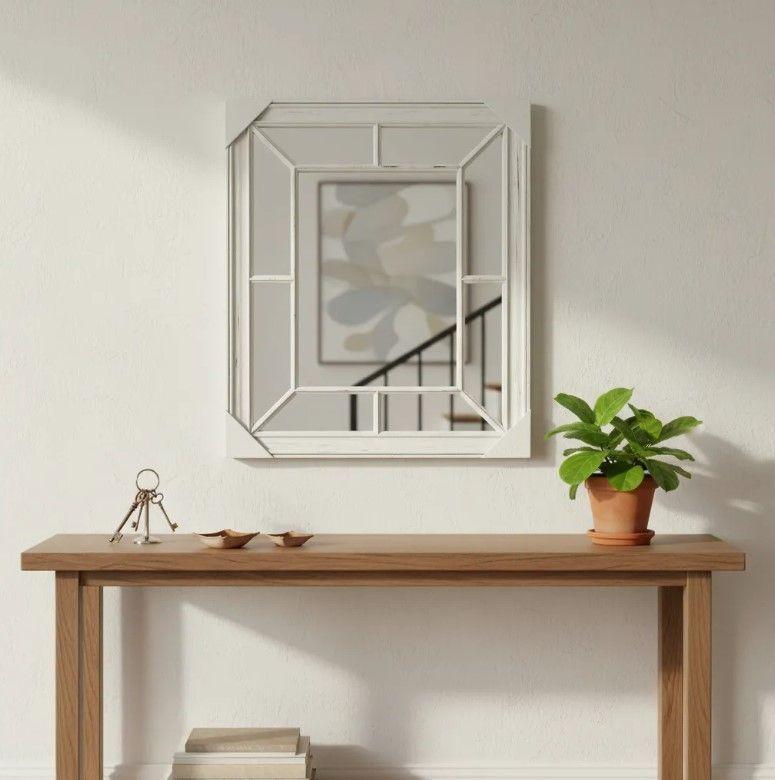 Espejo Decorativo Blanco 76 Cm De Pared Moderno-3