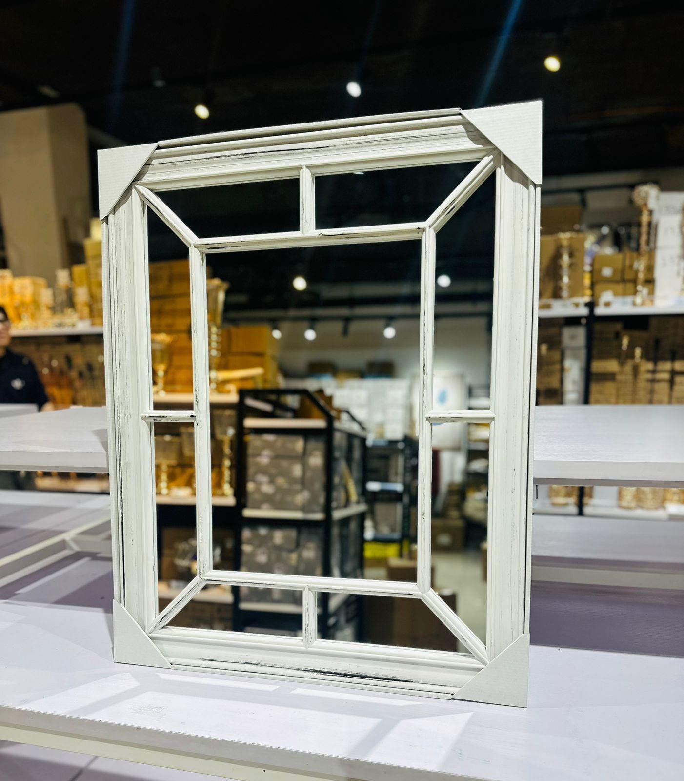 Espejo Decorativo Blanco 76 Cm De Pared Moderno-4