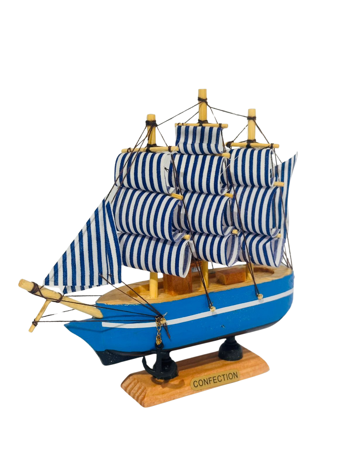 Decoración: Barco Velero De Madera 15cm-0
