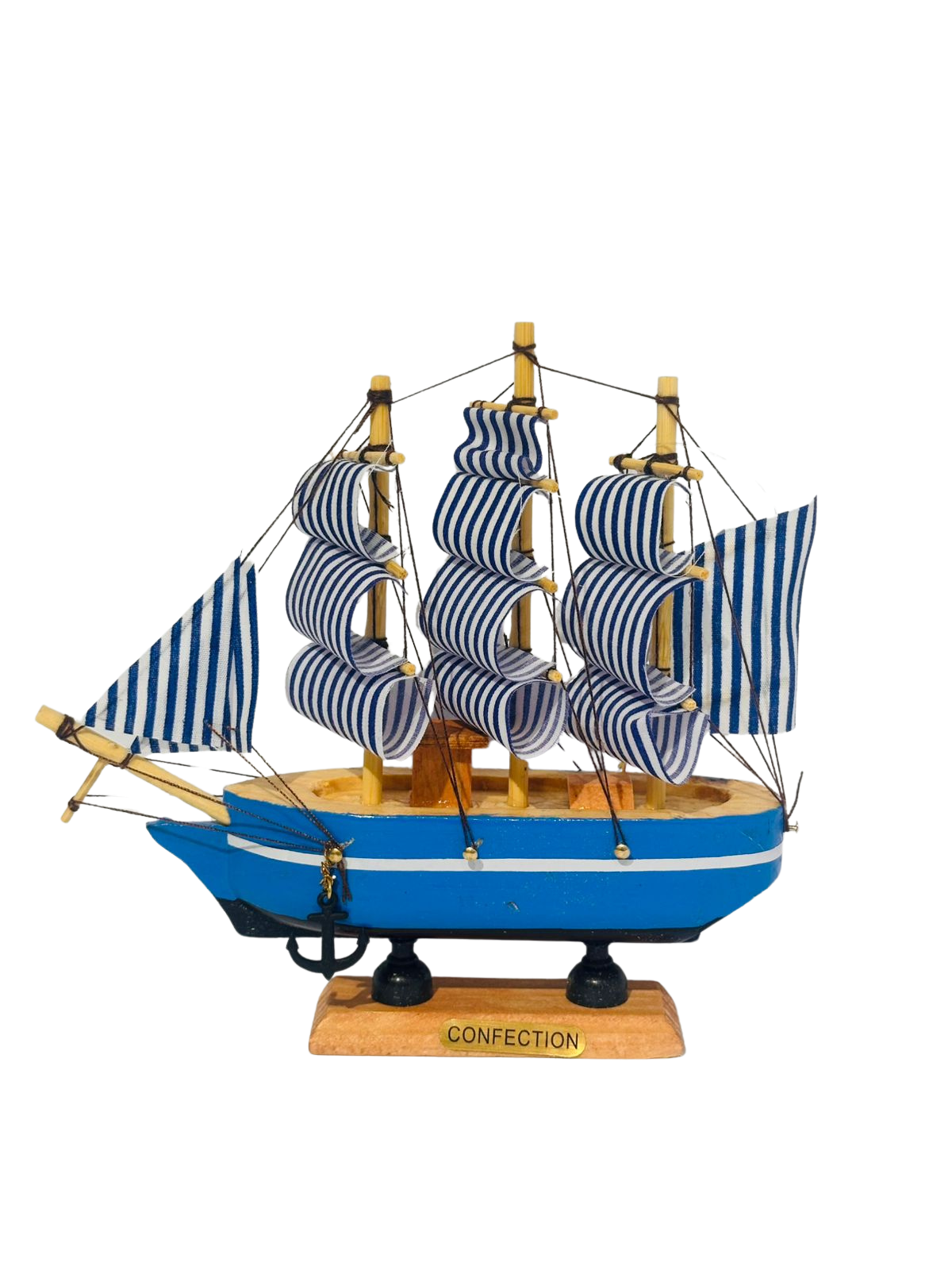 Decoración: Barco Velero De Madera 15cm-1