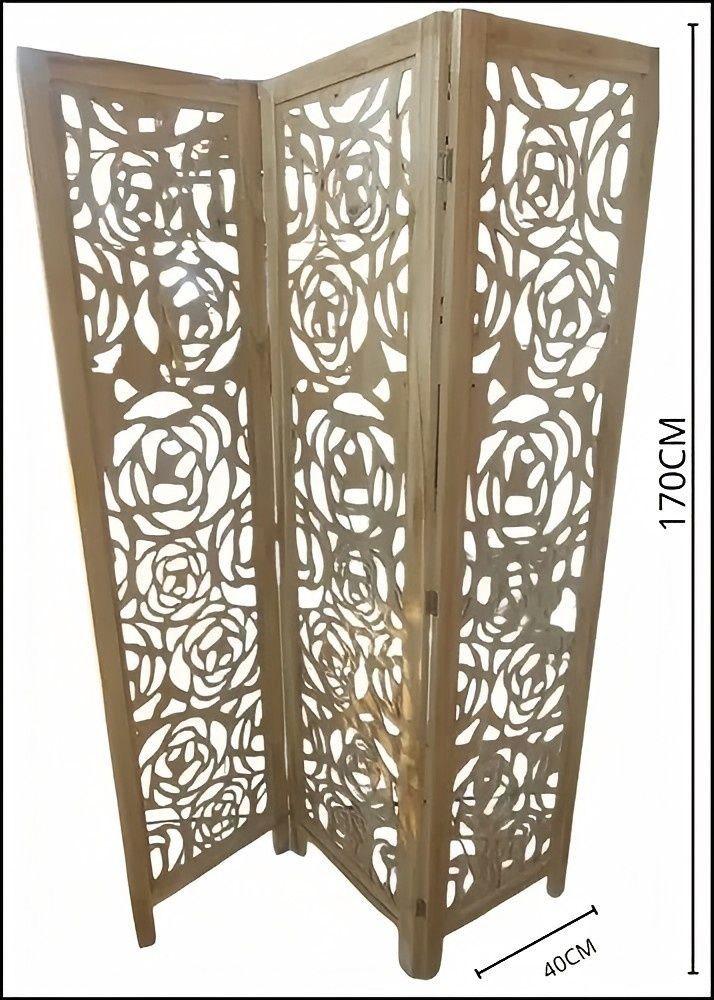 Biombo Separador De Ambientes Madera 3 Paneles Dise o Rosas-2