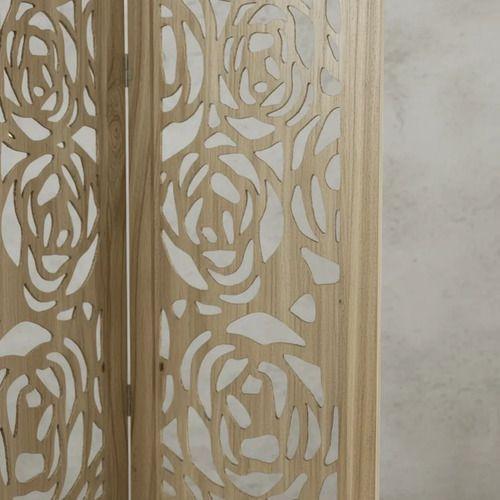 Biombo Separador De Ambientes Madera 3 Paneles Dise o Rosas-3