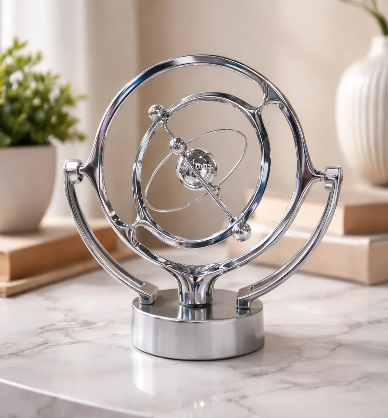 Escultura cinética de movimiento Perpetuo Plata Para Escritorio-2