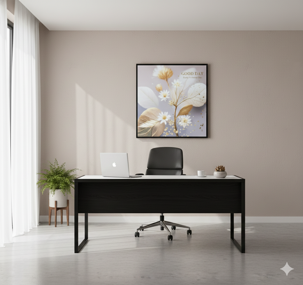 Cuadro con Flores Doradas Minimalista 60x60cm-2