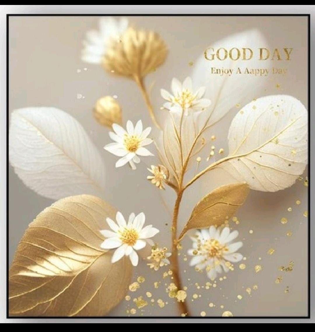 Cuadro con Flores Doradas Minimalista 60x60cm-3