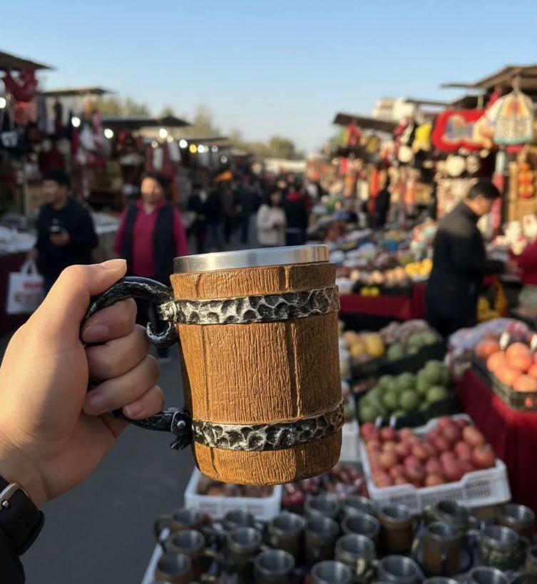 Taza Decorativa Acero Inoxidable Estilo Antiguo-3