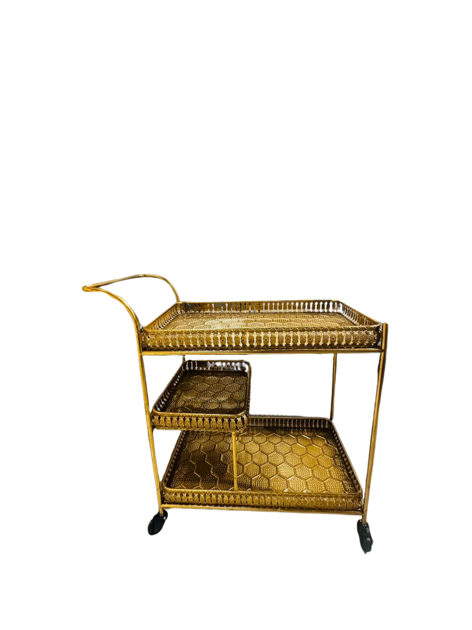 Mesa De Arrimo Con Ruedas Elegante, Color Dorado-0