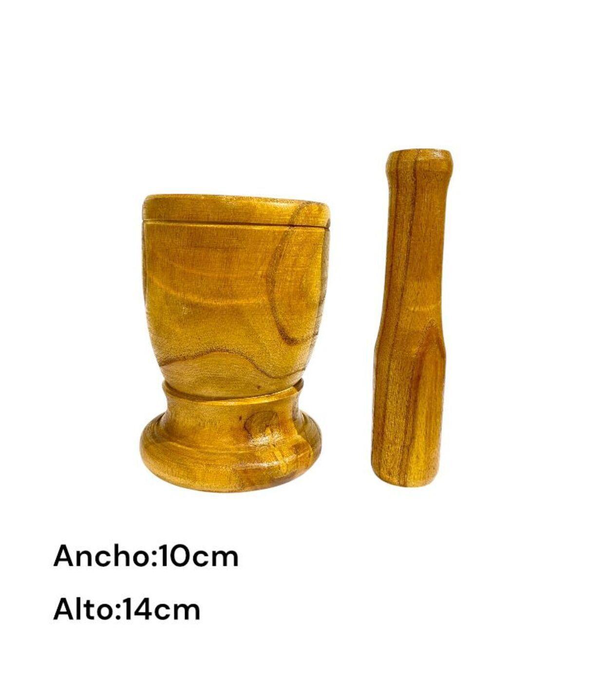 Mortero De Madera Natural Para Hierbas Y Ajos De La Cocina-3