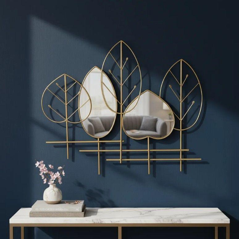 Fondo De Espejo Decorativo, Diseño Hojas Y Corazón 58cm-2