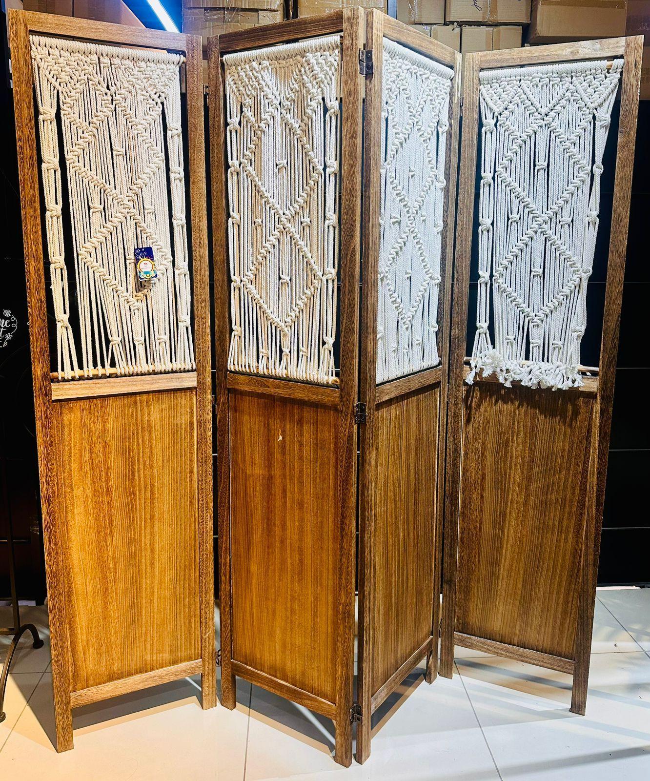 Biombo Separador De Ambiente Tejido Macramé 160*170 Cm-2