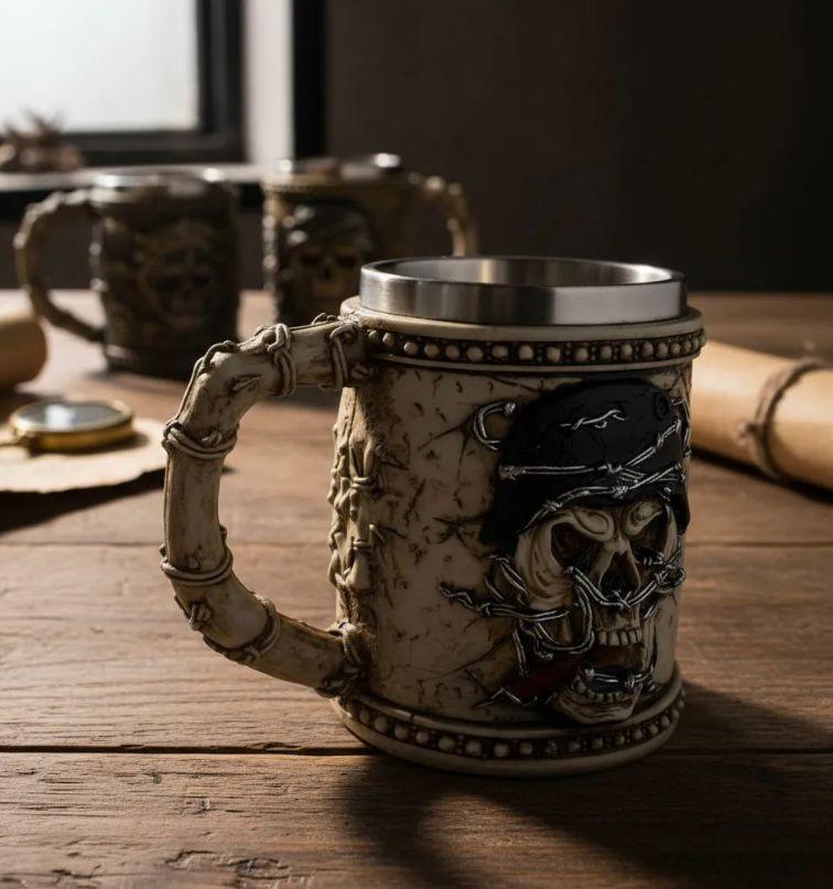 Taza Termica De Acero Con Calavera En 3d-3
