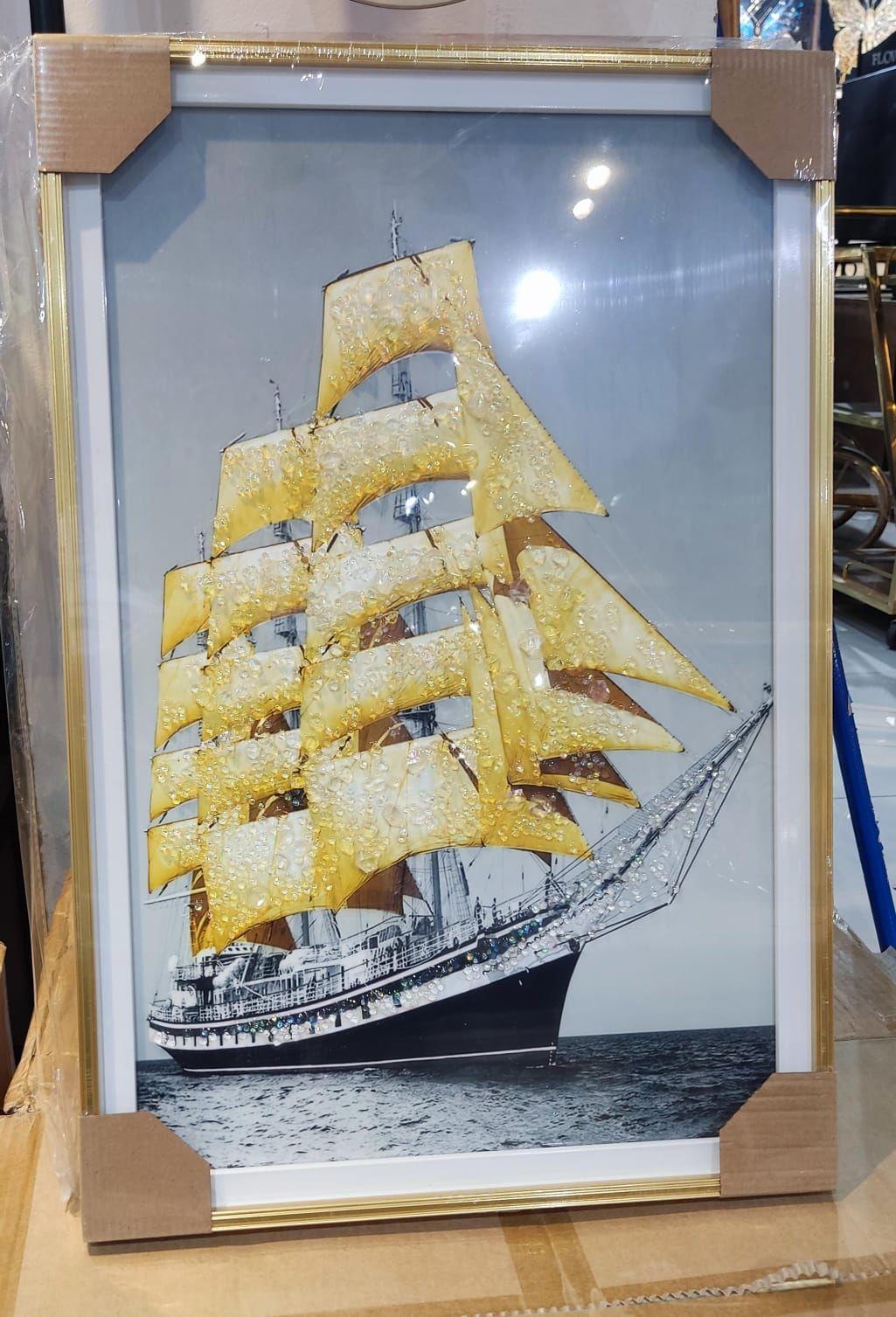 Cuadro Velero de Lujo con Cristales Moderno 60x40cm-2